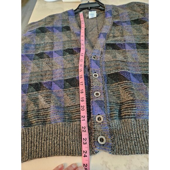 Paul Fourticq 80's Wool Blend Cardigan Sweater France Size XL Blue Gray Grandpa - Picture 11 of 12